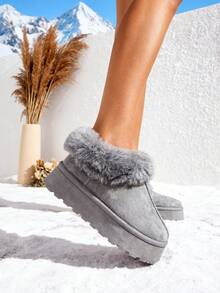 Botas de nieve para mujer de alta calidad con forro térmico básicas y clásicas para otoño e invierno cómodas ideales para uso diario y trabajo perfectas para tus días de descanso y vacaciones - Gris - Ver 4
