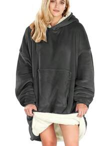 Hombre Y Mujer Sudadera Cobija con Capucha,Manta con Capucha Y Bolsillos Grandes,Súper Suave Y Acogedora para Adultos,Talla Única. - gris - Ver 8