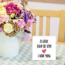 White "I Love You" Small Sign - Durable Decorative Plaque With Red Heart And Black Text - Multicolor - View 3