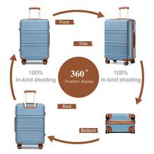 20 24 28 32 Inch Suitcase ABS PC Hard Shell Luggage Carry On Cabin Check In XL Extra Large Lightweight Spinner Wheels TSA Lock 3 Piece Set Travel - Dusty Blue - View 5