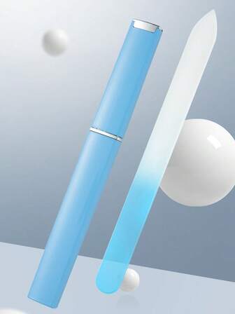 1 Pc Gradient Glass Nail File With Double-Sided Etching - Professional Nail Care For Women And Men