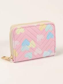 心形粉色小钱包、零钱包卡包钥匙迷你爱心钱包