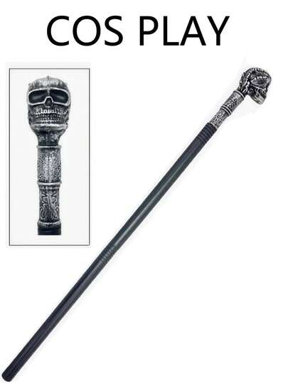 1pc Dark Grey Skull Head Scepter, COS Prop Weapon Scepter, Suitable For Festivals, Balls, Performances, Parties, Daily Photo Shoots