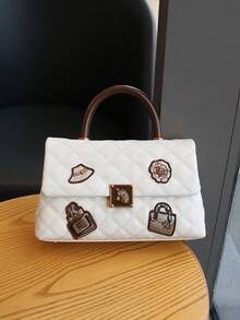 时尚新款黑色菱形徽章小方包，2025新款高端手提包，高端奢华大容量时尚单肩斜挎包 - 彩色 - 查看 16