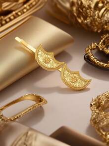 Herseygold 1pc Middle Eastern Arabic Bridal Jewelry Totem Crescent Moon Shaped Hair Clip, Holiday Headdress For Women, Daily Wear, Friend Gift - Gold - View 3