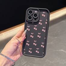 La carcasa del teléfono anti - caída simple y de moda está hecha de material tpu con un patrón de cereza para iPhone 17, 16, 15, 14, 13, 12, 11 Pro / air / xR / XS y samsungs25 / S24 / S23 / S22 / Fe / plus, que ofrece protección de amortiguación. Regalos para amigos y San valentín. - Burdeos - Ver 8