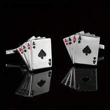 复古奢华高端百搭袖扣，时尚扑克牌、足球、骷髅头设计袖扣，个性化趣味法式衬衫装饰，万圣节创意礼物，正装点缀，主题衬衫配饰，法式袖扣，几何图案，骷髅头图案，纹理金属，时尚爱好者之选，男士礼物 - 造型袖扣 - 查看 9