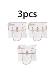 1/3 hộp quà giấy hoa hồng trang nhã, hộp hoa hình lập phương bằng bìa cứng chắc chắn có tay cầm - Thích hợp cho đám cưới, Ngày của Mẹ, Ngày Valentine và các dịp khác - Thiết kế kiểu túi xách sáng tạo, trang trí hoa đan, hộp quà bền đẹp, hộp quà hoa. - Nhiều màu - Xem 12