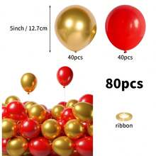 30/80/120/200pcs Red Gold Balloons, 5/10/12inch Thick Latex Helium Balloons Red And Metallic Chrome Gold Balloons For Birthday Wedding Anniversary Winter New Year Graduation Mother's Day Prom Casino Poker Card Party Decorations - Red Gold - View 16