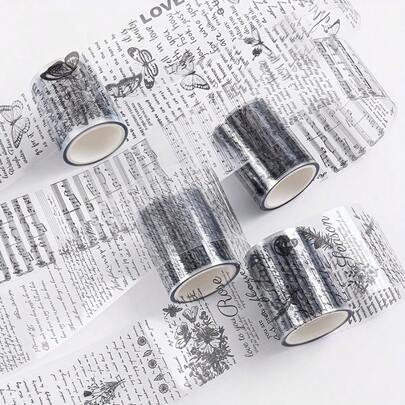 4 Rolls Inspirational English Tapes - Waterproof, Durable, And Vibrant Designs For Scrapbooking, Journaling, DIY Crafts, And Office Supplies - Perfect For Personal Expression And Creative Projects, Journaling Supplies Vibrant Notebook Tape Waterproof Notebook Tape