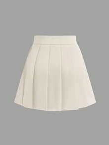Keke Bloomly Nouvelle jupe mini plissée élégante et mince de style estival chaud abricot avec un style minimaliste vintage polyvalent - Nude - Voir 9