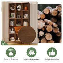 Tribesigns 70.9-Inch Tall Narrow Bookshelf, 5-Tier Solid Wood Corner Bookcase, Freestanding Display Shelves For Home Office, Bedroom, Small Spaces, Brown - 棕色 - 查看 11