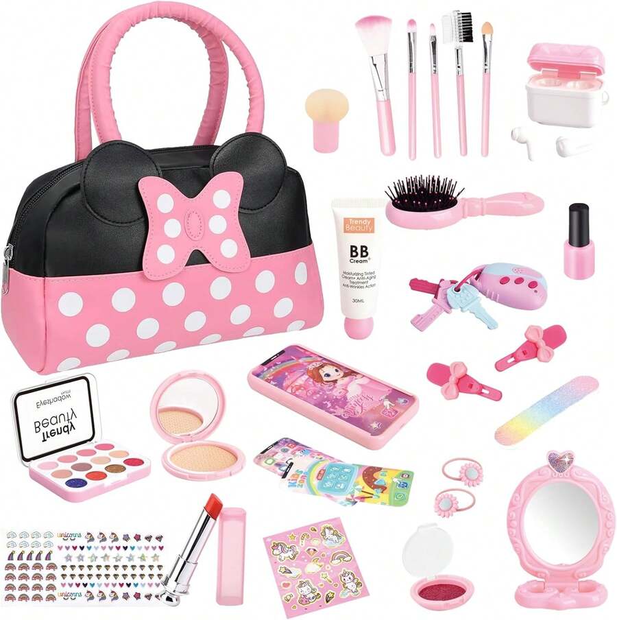 RFID Bolso de Juego para niñas pequeñas, Juego De Bolsas para Niñas Dress Up, Set de Juego de Maquillaje de Simulación, Juguete de Princesa, Regalo de Cumpleaños para Niñas - 1 - Ver 1