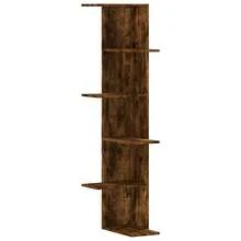 vidaXL Eckregal für die Wand, Eiche, Rauchholz, Holzwerkstoff - Verschiedenfarbig - Übersicht 2
