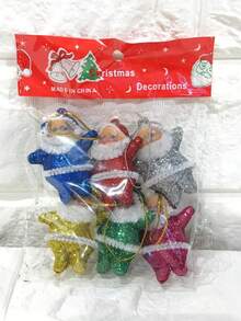 6 piezas Adornos de Papá Noel Navideños - Estilo Vintage Pequeñas Decoraciones de Santa para el árbol de Navidad, Decoración Festiva del Hogar, Suministros y Regalos para Fiestas de Navidad - Multicolor - Ver 2