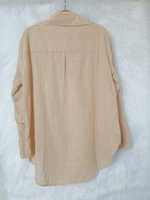 Women's Long-Sleeved Linen Shirt - Albaricoque 2 - Ver 3