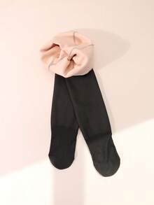 1件装保暖内衬舞蹈紧身裤，带脚蹬和防滑鞋底，加厚保暖，适合秋冬季穿着 - 黑色 - 查看 15