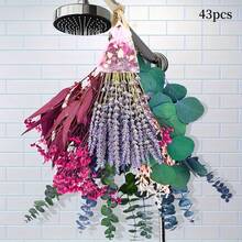 43 pièces de mélange de fleurs et feuilles de lavande et d'eucalyptus avec sachet de rose, style bohème pour la maison, le salon, le mariage, la douche, la décoration suspendue, la fête champêtre, les vacances, la table de salle à manger de printemps, sans entretien, verdure naturelle - Multicolore - Voir 8