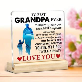 1 Piece,Acrylic Grandpa Thank You Sign Desktop Decorative Plaque With Stand,Grandpa's Gift,Blessing Gift From Grandchildren,Birthday,Christmas,Father's Day ,Room Decor,Home Decor,Men Gifts,Desk Decor,Table Decor,Bedroom Decor,Office Desk Accesorries,Desk Accesorries,Mini Gifts- A Tribute To The Best Grandpa Ever!