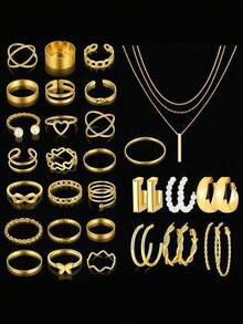 86pcs/58pcs/68pcs/39pcs/35pcs/12pcs Vintage Elegant Fashion Retro Coin Style Metal Multi-Element Faux Pearl Heart Flower Butterfly Pendant Jewelry Set Necklace Ring Earrings Suitable For Women Date Holiday Wedding Party Birthday Gift Daily Wear Autumn/Winter Christmas Valentine's Day Anniversary, High Cost-Effective Jewelry - Multicolor - View 10