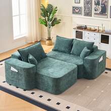 L-Shaped Corner Sofa "Cloud Couch", 262 Cm With Chaise Longue, Extra-Deep Seat, Delivered Assembled, Modular Sofa In Green Chenille For Living Room - Màu xanh lá cây đậm - Xem 8