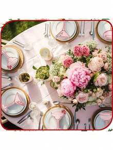 50pcs/10pcs Pink Cocktail Theme Place Cards - 3 Cocktail Themes, Suitable For Wedding Seating, Bridal Shower, Valentine's Day Decor, Anniversary Dinner, And Corporate Event - Multicolor - View 5