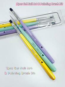 3 PiecesPrecision Nail Art Brush Set For Gel Painting & Design, Nail Charms Nail Gems,Nails Salon,Nail Supplies,Halloween,Christmas Gifts,Nail Tools - Multicolor - View 7