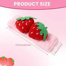 YQQ 2 diademas de fresa para lavar la cara ducha diadema elástica para spa yoga deporte accesorios para el cabello rosa9394 - Rosa - Ver 2
