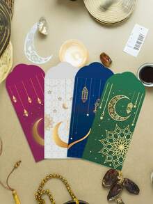 Bộ 6 phong bì đỏ thiết kế lâu đài mặt trăng, phong bì quà tặng chúc mừng ngày lễ. - Nhiều màu - Xem 4