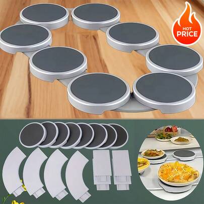 Juego de 8 bandejas giratorias, bandeja de mesa giratoria portátil y expandible, adecuada para mesas rectangulares y oblongas, conveniente para reuniones familiares y fiestas, bandeja de mesa giratoria para servir con facilidad