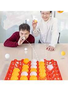 25件套家庭聚会游戏套装，乒乓球游戏（包含1个蛋壳、12个黄球和12个白球），无需电源，适合派对、生日派对、节日、洗礼、乔迁、嘉年华、婚礼、酒吧、情人节、家庭聚会、公司活动、团队建设、学校活动等。 - 彩色 - 查看 3
