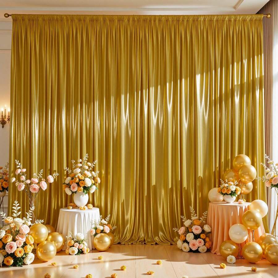 5x7ft/8ft/10ft Satin Backdrop Cloth, Wrinkle-Resistant Satin Fabric, Suitable For Wedding, Birthday Party And Other Photography Events - Satin - Golden Brown - View 1