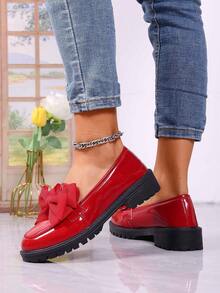 Mocasini negri pentru femei cu talpă groasă și lanț, pantofi negri, mocasini retro cu talpă groasă, pantofi casual ușori, potriviți pentru toate anotimpurile, vara 2025 - Negru - Vizualizare 3