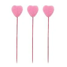 20 Pcs Valentine's Day Heart Red Heart Shaped Love Foam Flocking Love Flower Stems For Valentine Wedding Anniversary Mother's Day Party Supplies - Hồng - Xem 1