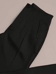 Calça Alfaiataria Feminina Social Elegante Cós Alto 90% Poliéster 10% Elastano | Modelo Premium para Trabalho, Escritório e Eventos - Preto - Visão 5