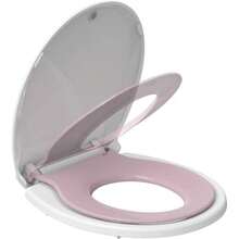 Asiento de inodoro alargado con asiento de entrenamiento integrado para ir baño, asiento de inodoro magnético para niños, cierre lento y nunca se afloja, se adapta tanto a adultos como a niños, blanco alargado(17" with Toddler Seat Rosado) - Multicolor - Ver 2