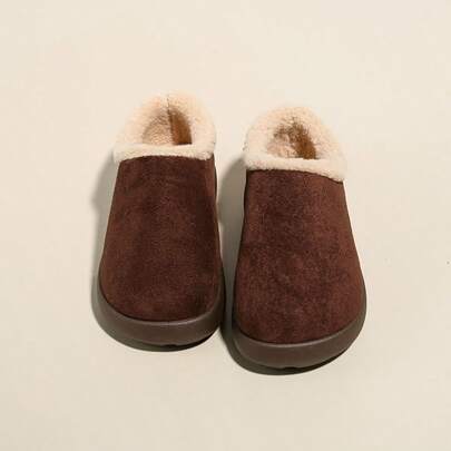 1 Pair Women's Solid Color Casual Slippers, Thin Sole, Flat, Warm, Non-Slip, Low-Top, Indoor/Outdoor Wear, Winter