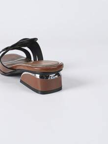 Women's Brown Woven Mule Sandals - Thick Sole Low Heel Open Toe Slippers, Soft & Comfortable Casual Daily Party Low Heel Sandals For Women - Brown - View 7