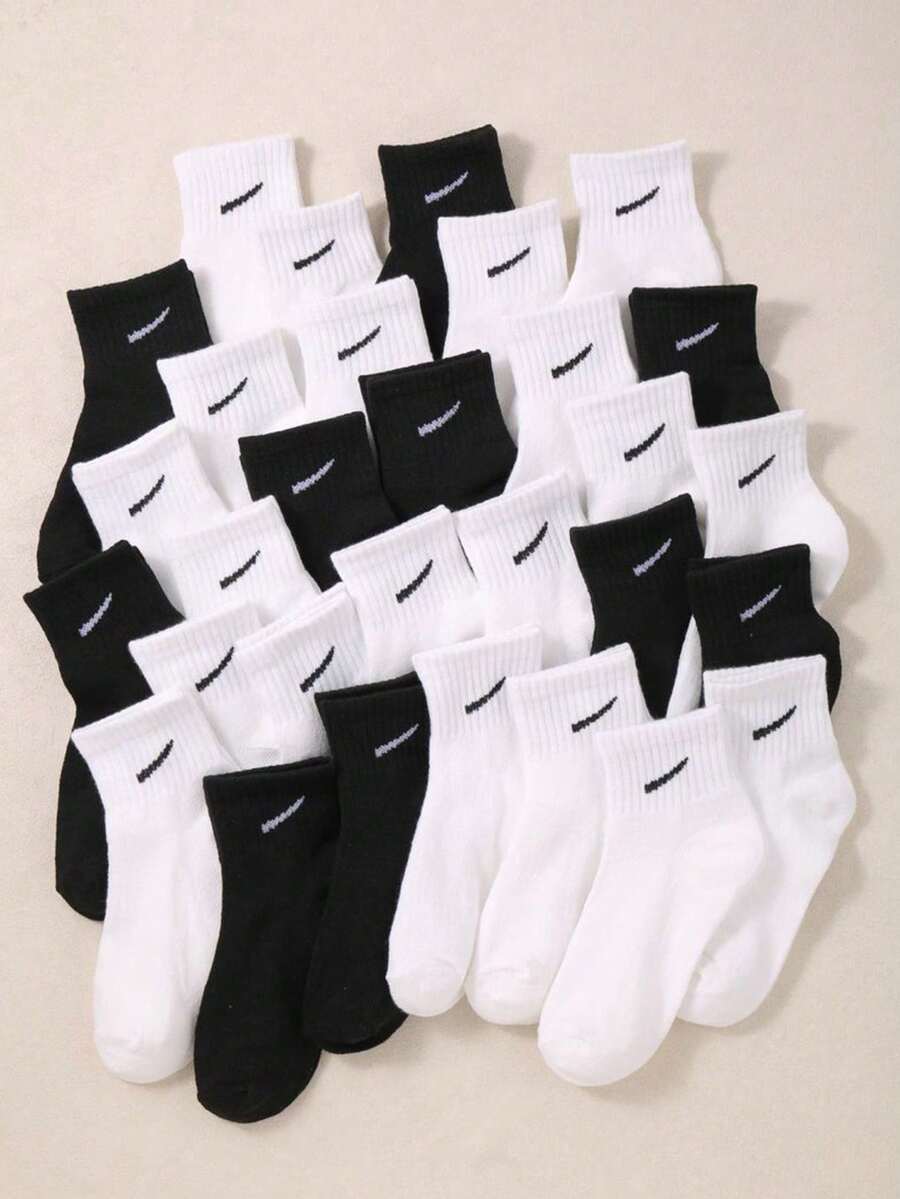 20 Paar Kinder Schwarz & Weiß Kurze Socken, Sportsocken, geeignet für Alltag/Lässig, für Jungen & Mädchen, Ganzjährig, atmungsaktiv, weich, bequem (1-16 Jahre alt) Jungen Knöchelsocken - Verschiedenfarbig - Übersicht 1