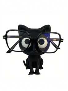 3D打印可爱黑猫造型眼镜架 - 坚固的塑料眼镜支架，猫咪坐姿设计，超级可爱的桌面收纳，适合家庭、办公室或作为礼物，被动式收纳盒，塑料哑光表面（送给爱猫人士的礼物） - 彩色 - 查看 7