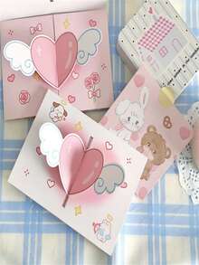 2/5/10pcs 3D Pop-Up Love Greeting Cards With Envelopes, Romantic Retro Design, For Wedding, Anniversary, Valentine'S Day, Couples & Loved Ones - Multicolor - View 8