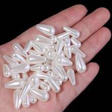 100-500颗优雅白色ABS仿珍珠椭圆形和水滴形散珠，适用于DIY珠宝制作、手链、项链、吊坠、工艺装饰批发 - 白色 - 查看 8