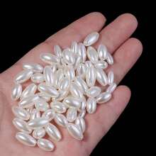 100-500颗优雅白色ABS仿珍珠椭圆形和水滴形散珠，适用于DIY珠宝制作、手链、项链、吊坠、工艺装饰批发 - 白色 - 查看 9