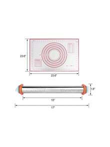 Rollo de cocina, rodillo ajustable con escala y 4 aros removibles para tacos, galletas, raviolis y pizza con repostería antiadherente (Plata),32790069 - Multicolor - Ver 5