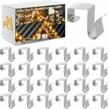 Gutter Clips For Hanging Outdoor Lights, Metal Christmas Light Clip For Outside String Lights, Weatherproof Gutter Hooks For Xmas Halloween Seasonal Rope Shingle Roof Holiday Decor - 50 - View 7