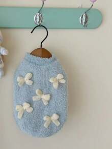 1pc Pet Fleece Vest, Reversible Sherpa Vest, New Winter Design With Cute Bow Accent, Suitable For Poodle, Teddy, Chihuahua, Pomeranian And Other Medium/Small Cats And Dogs, Keeps Pets Warm And Comfortable - Multicolor - View 8