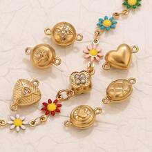 1Set Of 304 Stainless Steel 18K Gold-Plated Multi-Style Natural Stone Diamond-Studded Magnetic Snap Connector DIY Charms Jewellery Necklace Anb Bracelet Making Supplies Accessories Woman's Stainless Steel Jewellery Making Accessories Handmade Accessories Stainless Steel Ladies' Jewellery Woman's Handmade Accessories Suitable For Ladies' Daily Wear - Natural Stone Connector - View 10