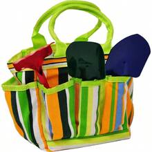 10012 JustForKids Garden Tools Set with Tote, Hand rake, Shovel, Trowel - Multicolor + Con bolso - Ver 2