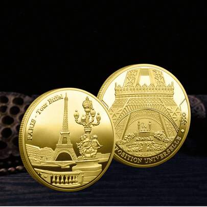 1/3Pcs Paris Eiffel Collectible Golden Plated Souvenir Coin Famous Building Collection Art Commemorative Coin Gift