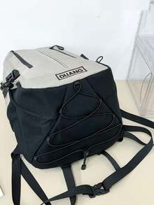 1pc Contrast Color Anti-Theft Large Capacity Casual Fashion Backpack With Waist Strap, Suitable For Men And Women, School, Work, Travel, Commuting, Short Trip